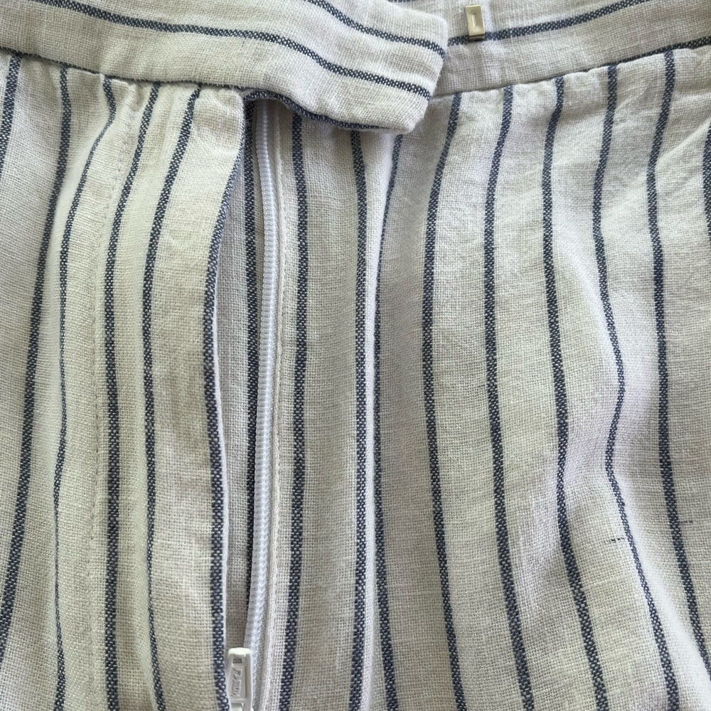 Abercrombie& Fitch Linen Blend Tailored Straight Pant LONG White Stripes 16/33L - Picture 7 of 12